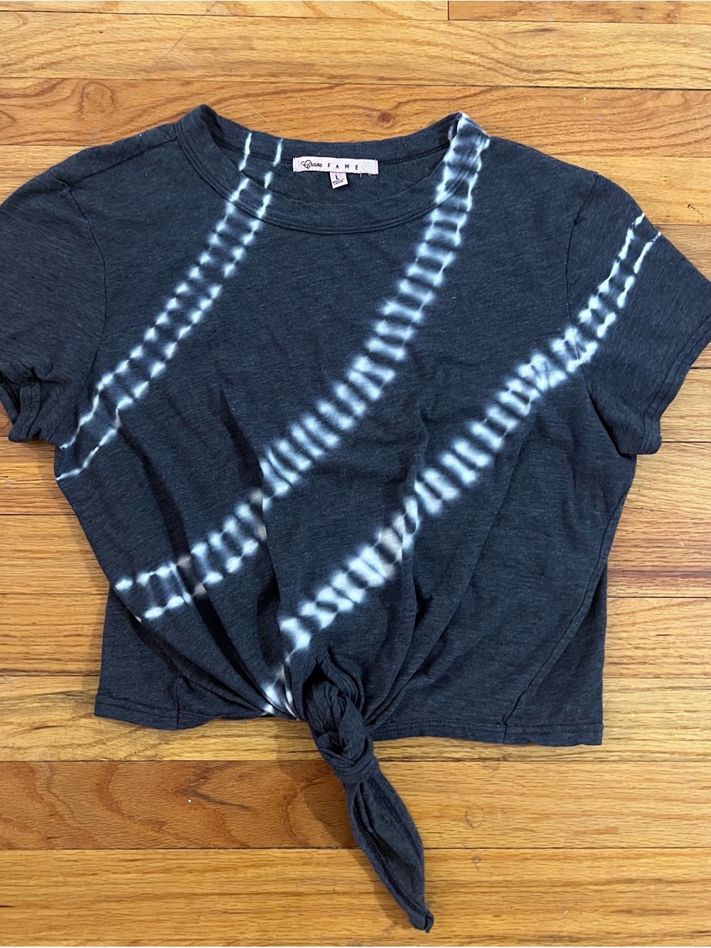 Crave Fame Black and White Tie-Dye Short Sleeve Tee